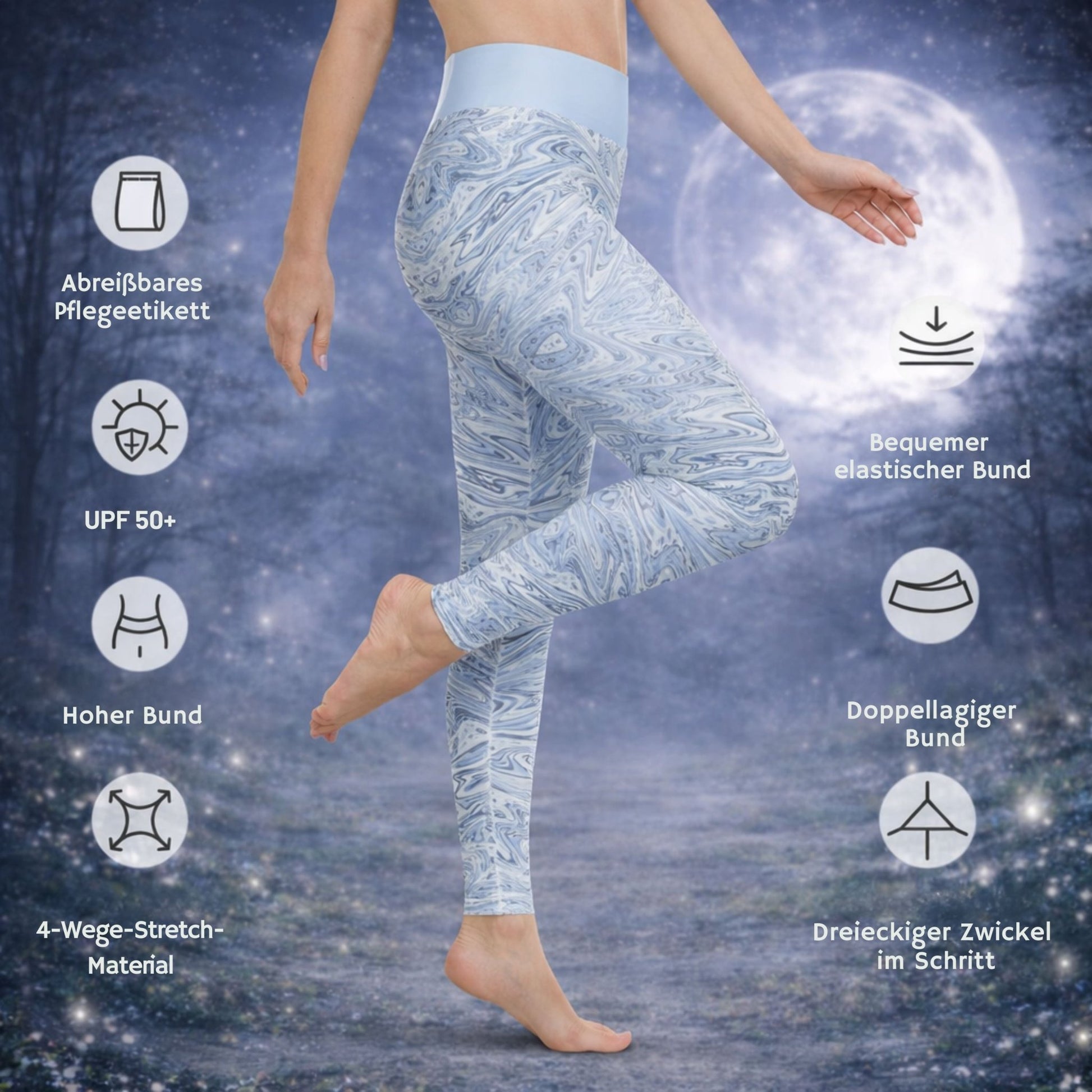 Yoga - Leggings Hellblau Abstrakt - YogaStylz