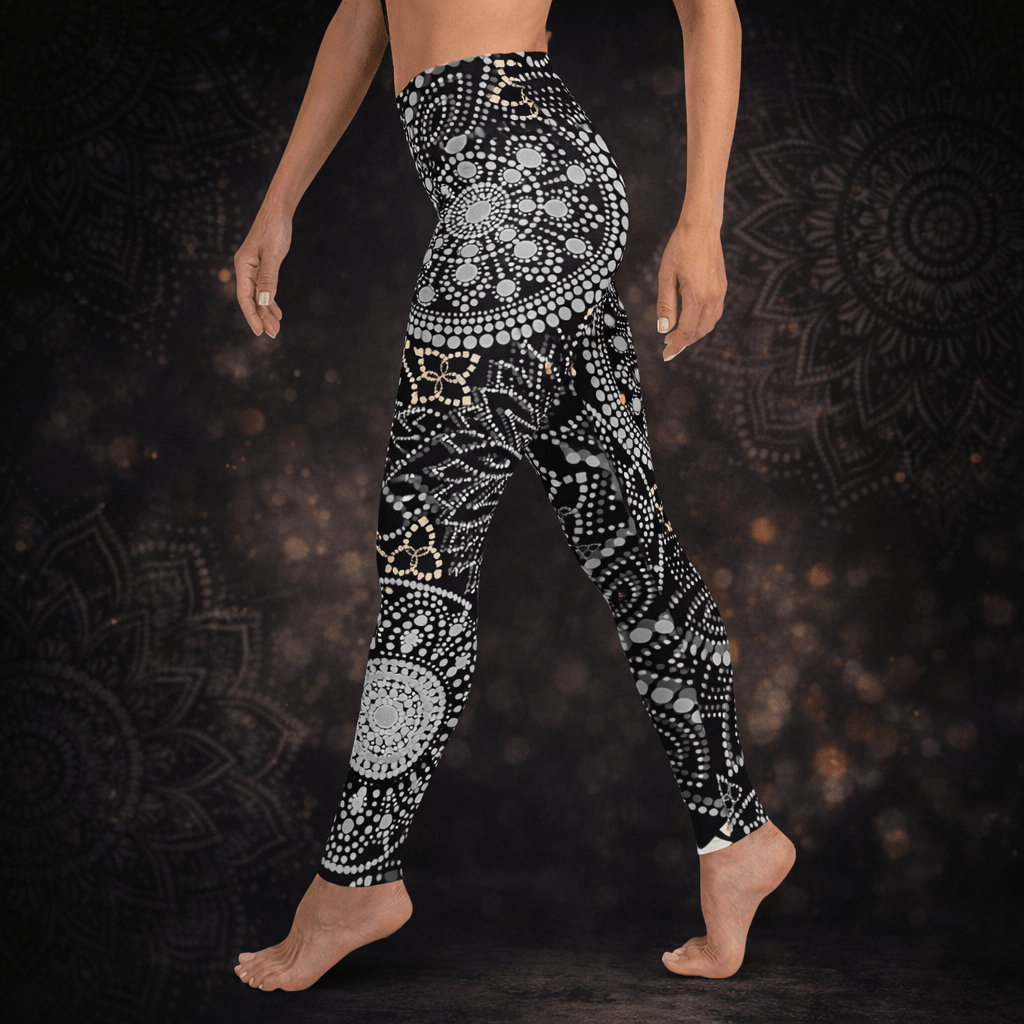 Yoga - Leggings Mandala – Schwarz - Weiß - Boho Sporthose Damen - YogaStylz