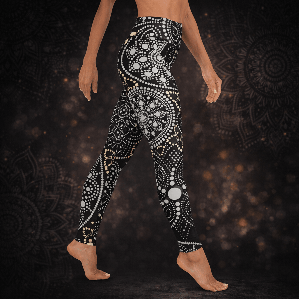 Yoga - Leggings Mandala – Schwarz - Weiß - Boho Sporthose Damen - YogaStylz