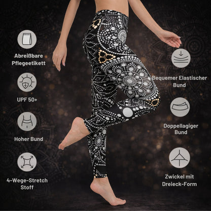 Yoga - Leggings Mandala – Schwarz - Weiß - Boho Sporthose Damen - YogaStylz
