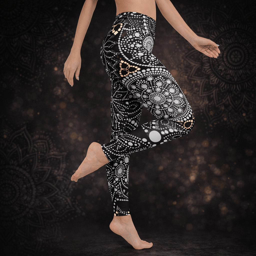 Yoga - Leggings Mandala – Schwarz - Weiß - Boho Sporthose Damen - YogaStylz