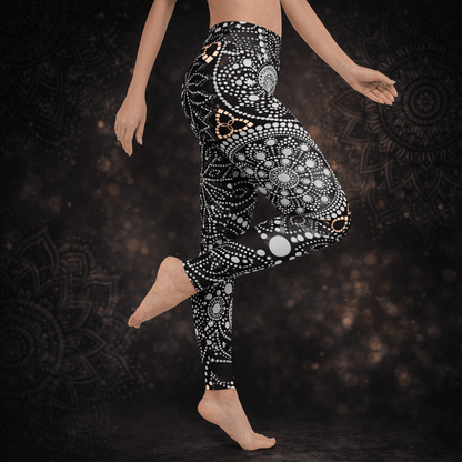 Yoga - Leggings Mandala – Schwarz - Weiß - Boho Sporthose Damen - YogaStylz