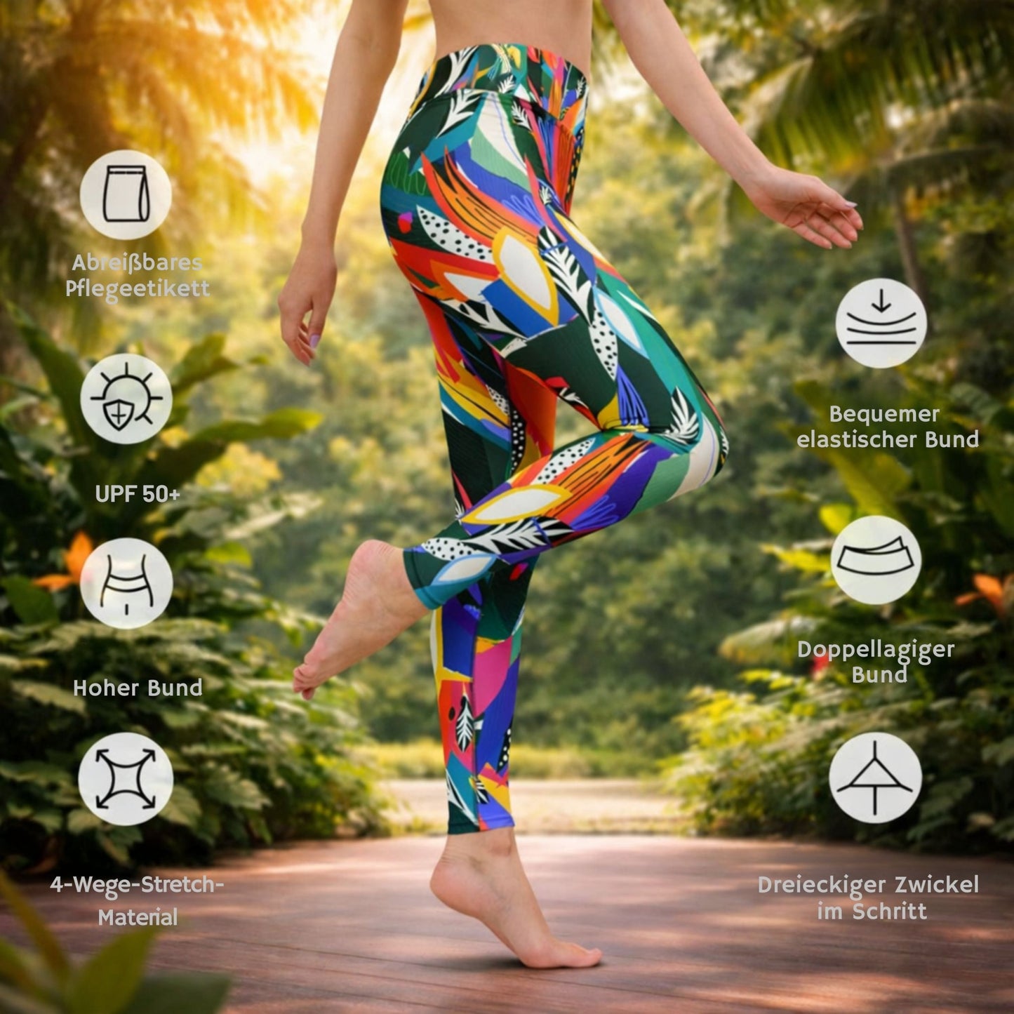 Yoga - Leggings mit abstraktem Blumenmuster - YogaStylz