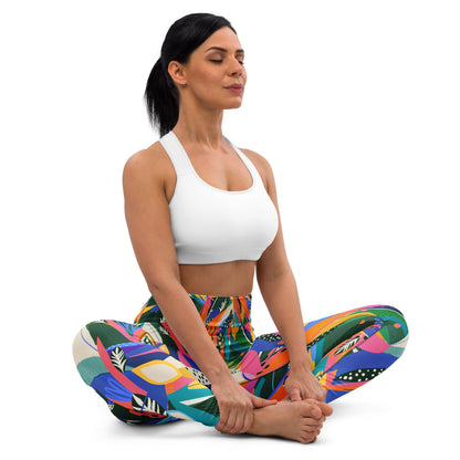 Yoga - Leggings mit abstraktem Blumenmuster 🌸 für Komfort & Stil - YogaStylz