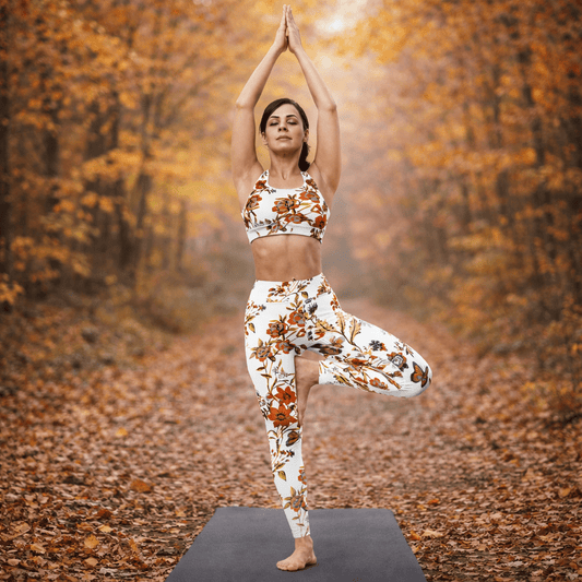 Yoga - Leggings mit Herbstlich Floralem Muster - YogaStylz