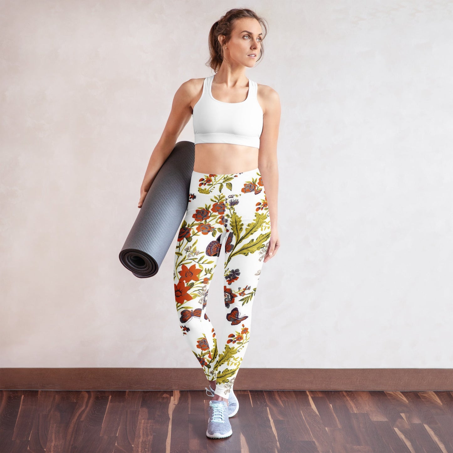 Yoga - Leggings mit Herbstlich Floralem Muster - YogaStylz