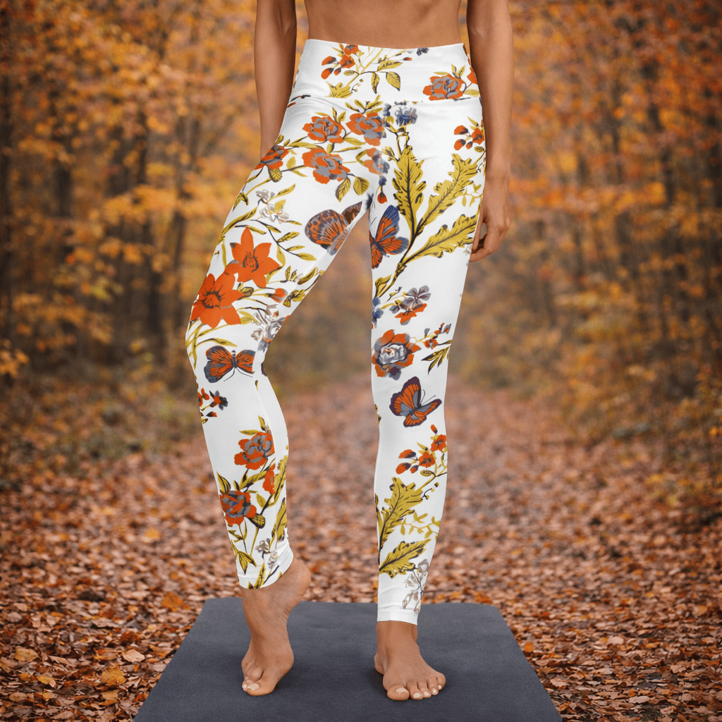 Yoga - Leggings mit Herbstlich Floralem Muster - YogaStylz