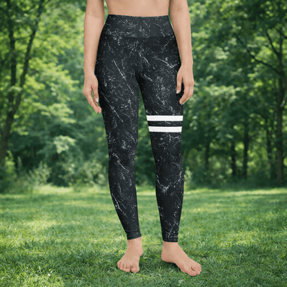 Yoga - Leggings mit Marmor - Design & weißen Streifen - YogaStylz