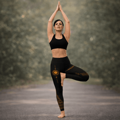 Yoga Leggings mit Sonnen Tribal - Design – Hoher Bund & weiches Stretch Material - YogaStylz