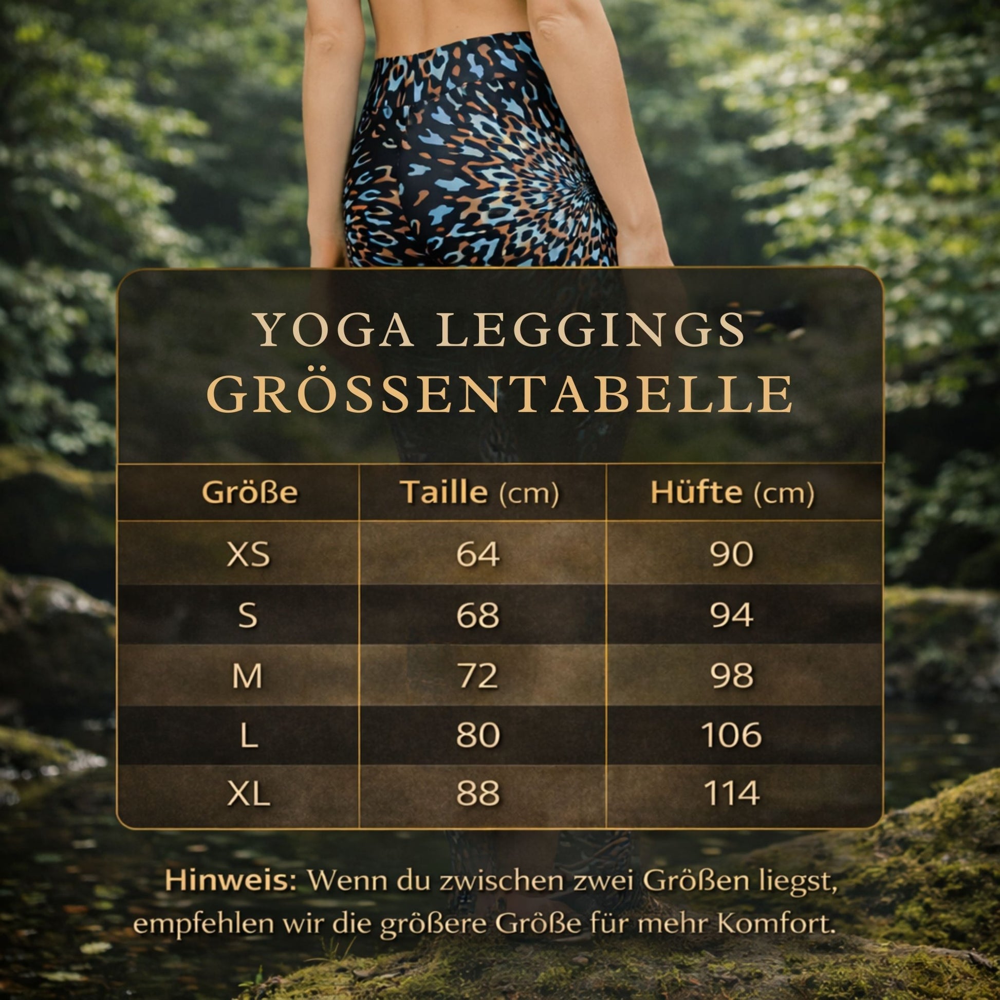 Yoga Leggings Schwarz Blau – Abstrakt, hoher Bund, 4 - Wege - Stretch - YogaStylz