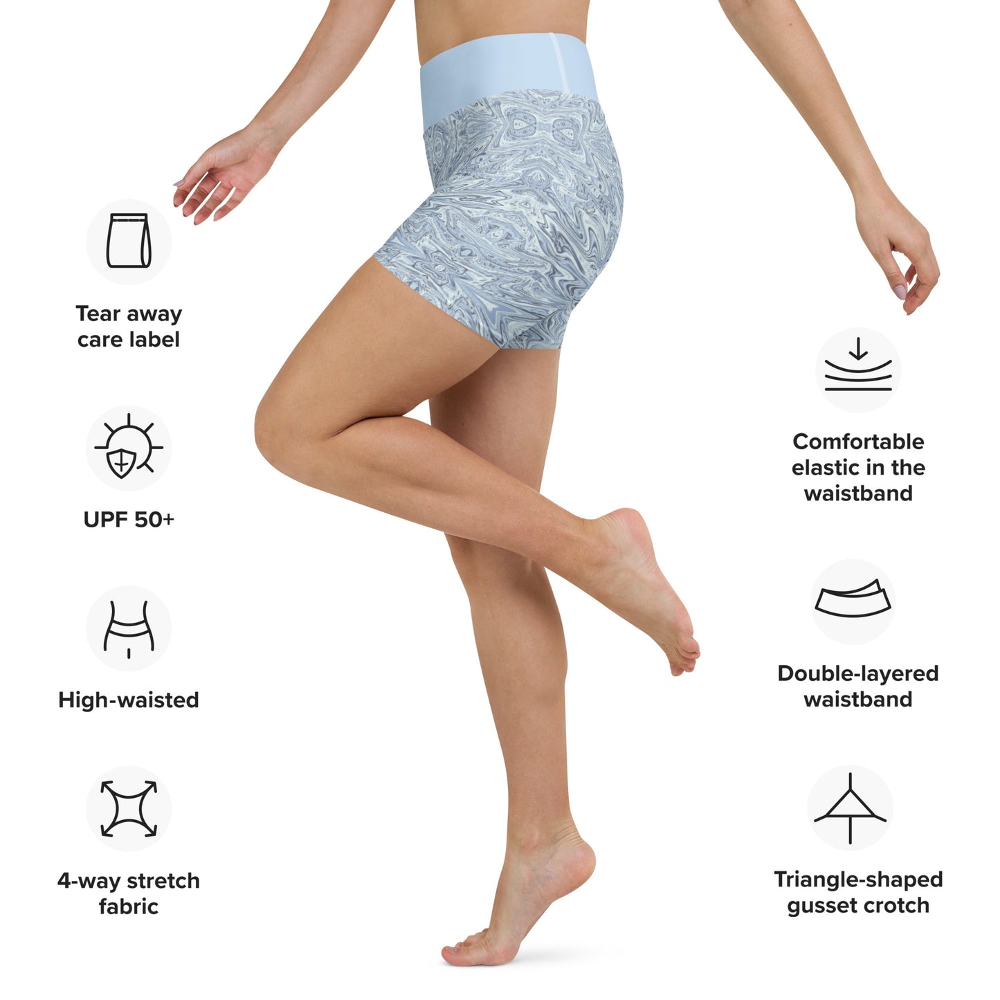 Yoga - Shorts Hellblau Abstrakt - YogaStylz